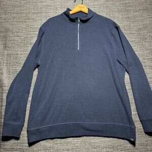 Faherty Legend Sweater Men's 2XL Blue 1/4 Zip Pullover Long Sleeve Twill